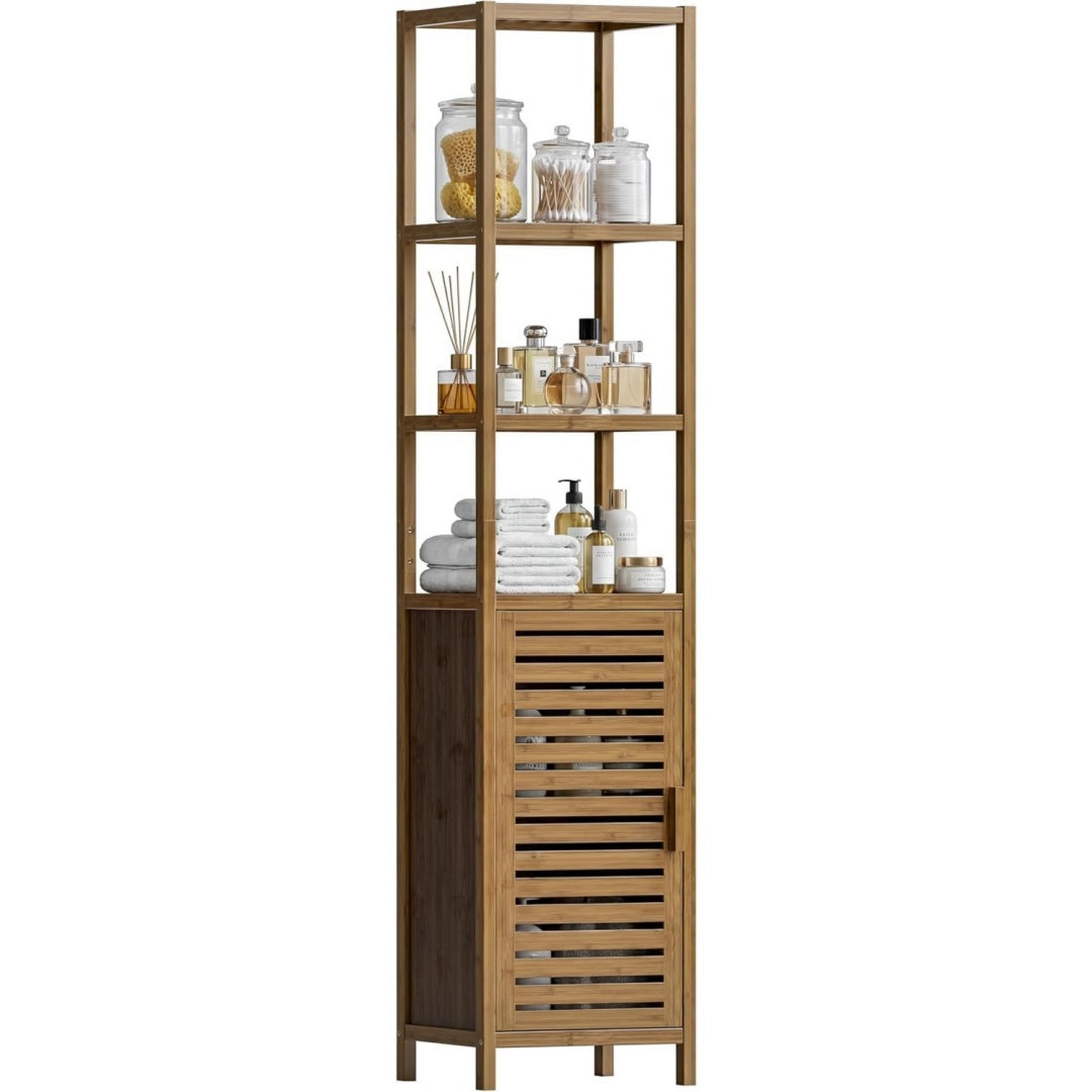Armadio HITNET Mobiletto Bagno Colonna, Mobile Alto Bagno 6 Ripiani in Bambu, Armad
