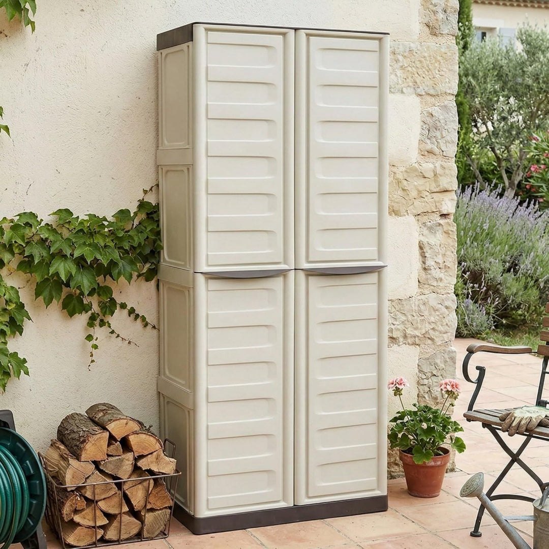 Armadio Dmora Armadio da Esterno Marchin 39x70x165h cm Beige 3 Ripiani 2 Ante, Mobi