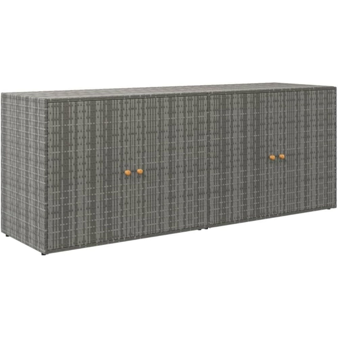 Armadio Generico Mobile Portaoggetti da Giardino Grigio 198x55,5x80cm Polyrattan,Mo in legno massello
